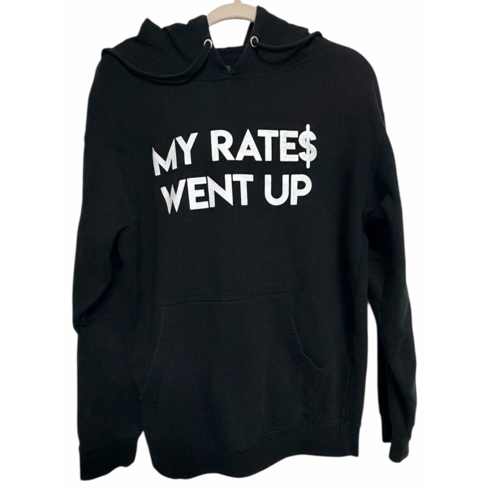 Gifted Apparel NYC Hoodie “MY RATE$ WENT UP” Black Graphic Pullover Men’s M